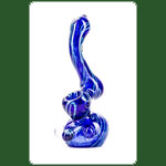 Glaspfeife farbig H:18cm Blau mit Glasverzierungen